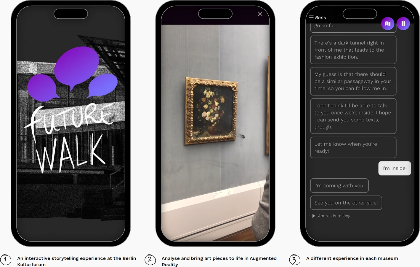 mobile phones running the Future Walk software